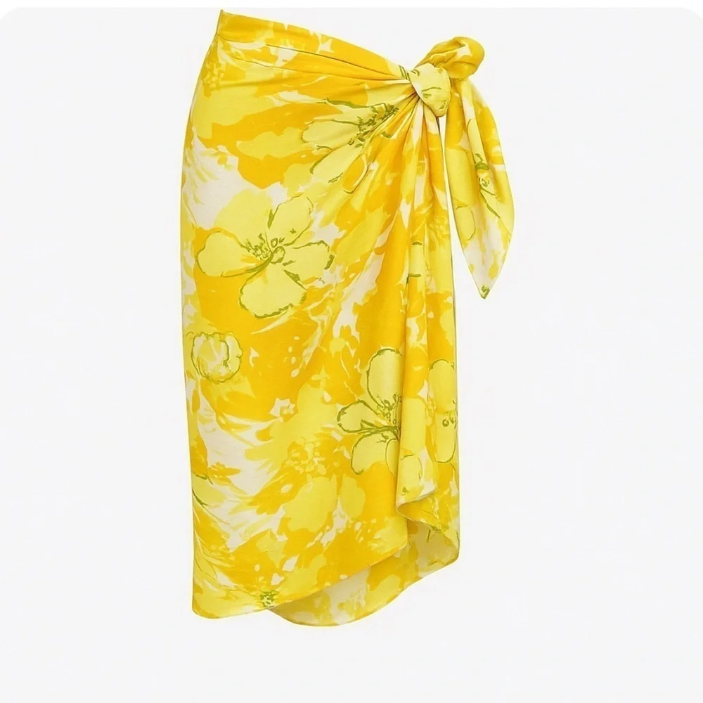 Faithfull the Brand Asturias wrap scarf yellow floral print lightweight OSFM